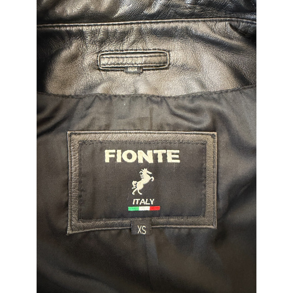 Fionte Italian Black Leather Mens Bomber Jacket XS #1-0164 Italy - Picture 13 of 13